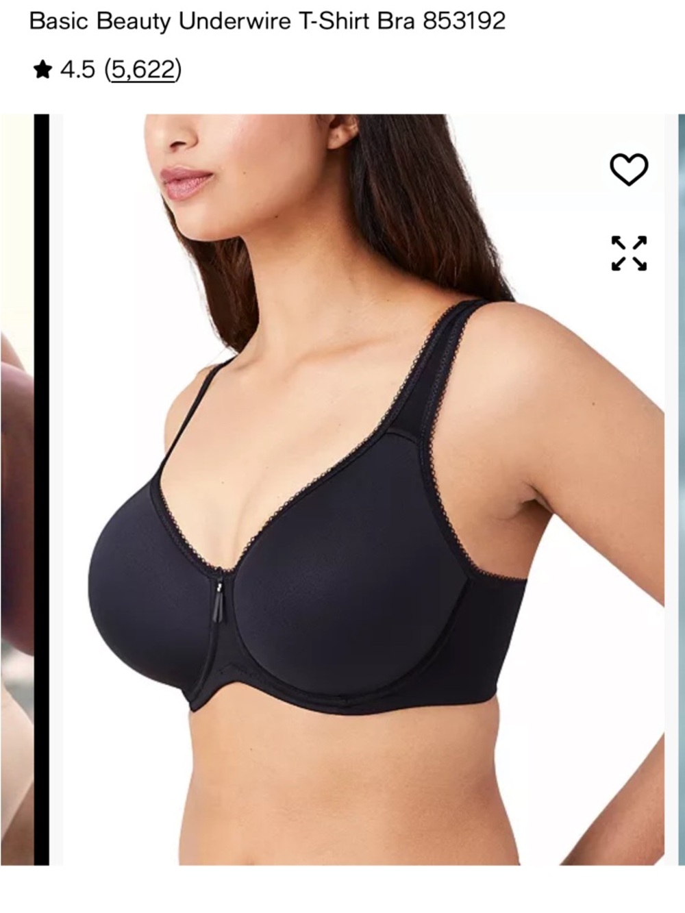 WACOAL Basic Beauty Underwire T-Shirt Bra. Black 34DDD